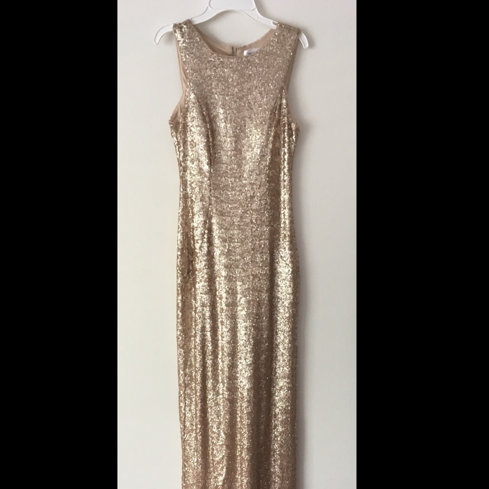 Gold Sequined Prom Dress